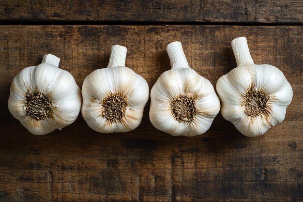 garlic on a wooden table