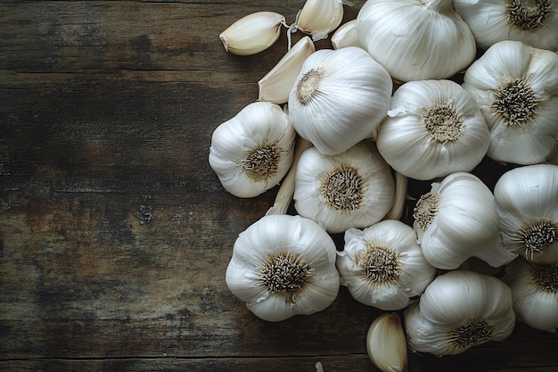 garlic on a wooden table