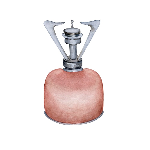 Gas burner for cooking outdoors on a trip on a trip Watercolor illustration