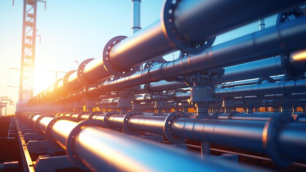 Gas pipeline Factory with pipes Industrial production Work and business generative ai