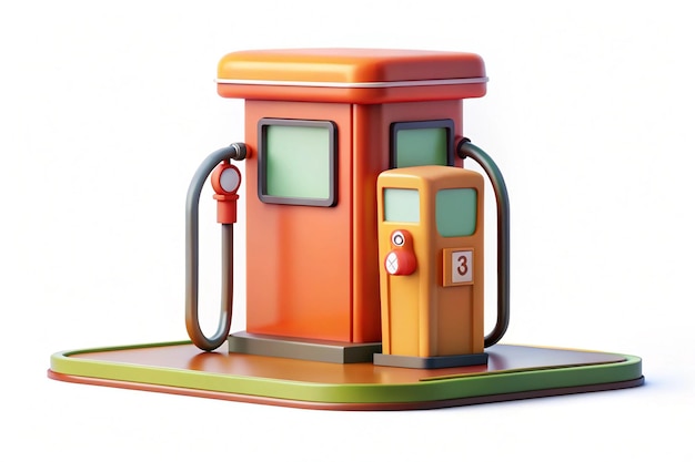 Gas pump station with petrol pipe