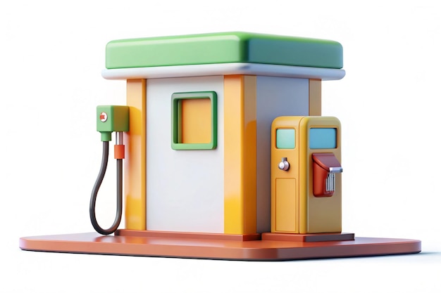 Gas pump station with petrol pipe