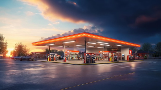 A gas station with a focus on convenience showcasing a large wellorganized convenience