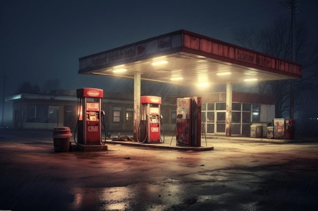 A gas station with a sign that says'old gas'on it