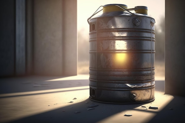 Gasoline canister filled to the brim with sunlight shining through