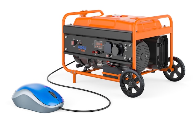 Gasoline generator with computer mouse 3D rendering