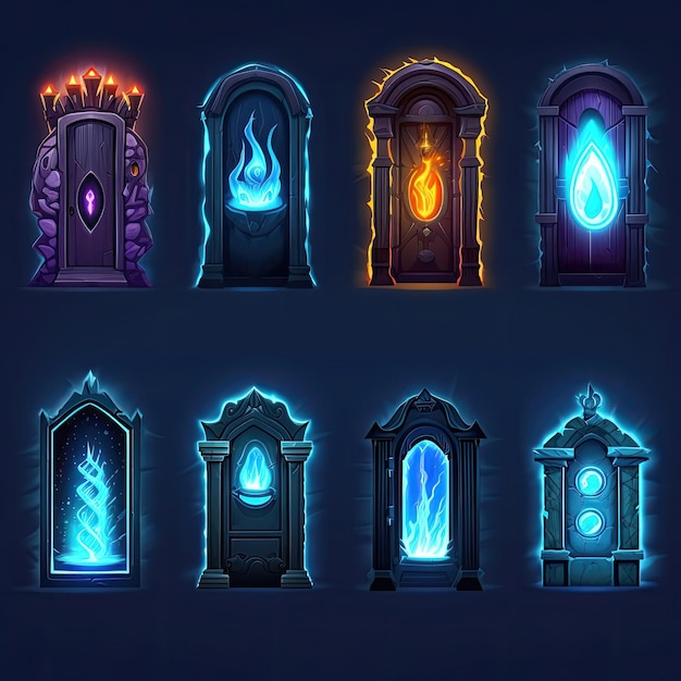 gate door portal game ai generated architecture building medieval futuristic way design gate door portal game illustration