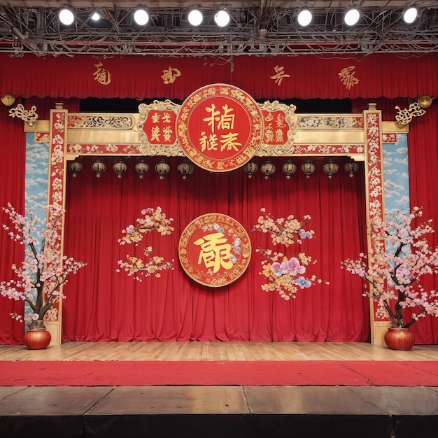 Gates decorated for Chinese New Year with lanterns hanging on both sides