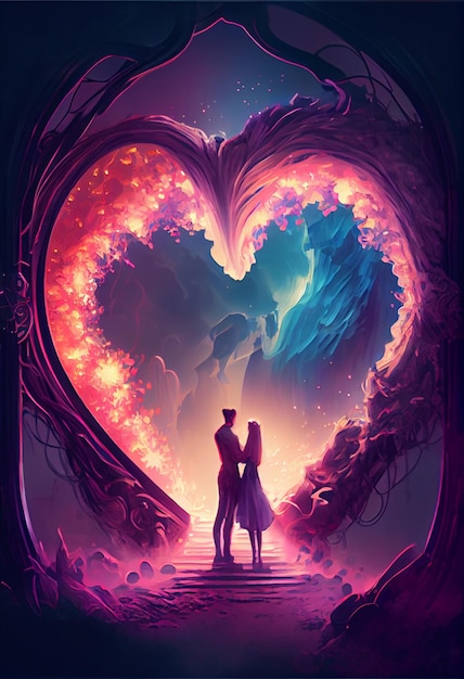 A gateway to an alternate reality love romantic illustration Generative Ai