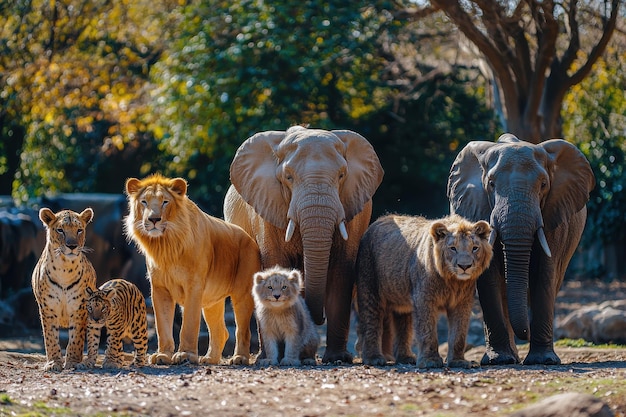 Photo a gathering of wild animals