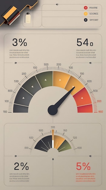 Photo gauge charts five infographic templates with different arrow position