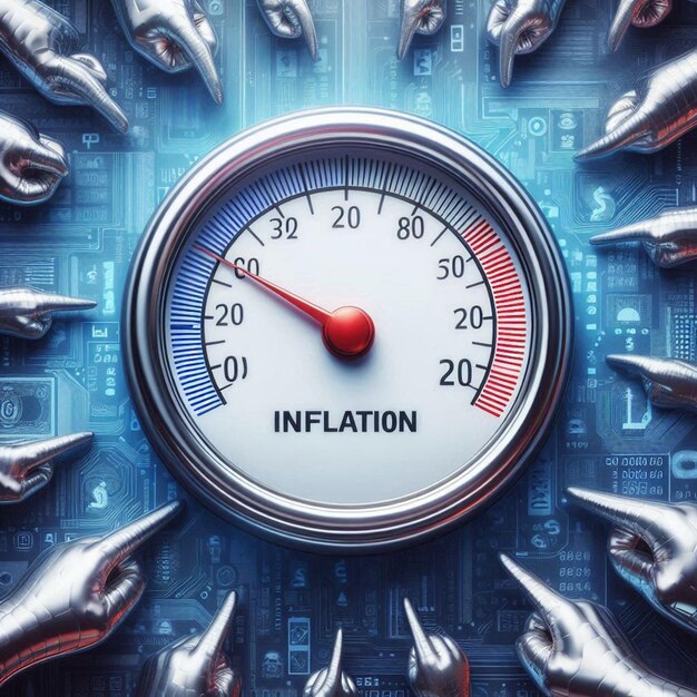 Photo a gauge with the label inflation showing a temperature reading moving toward the cool end