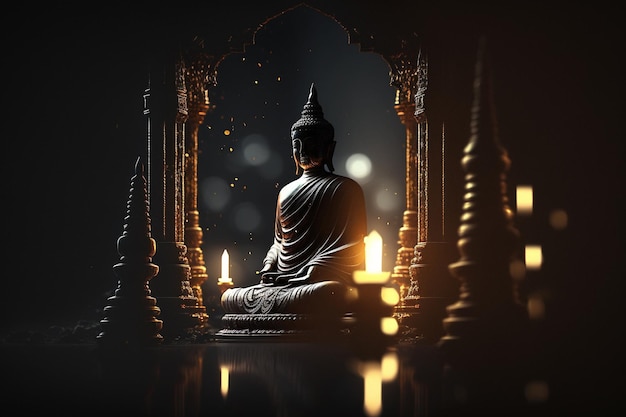 Gautama Buddha The symbol of Hinduism Buddhism spirituality and enlightenment Buddha Purnima Background High quality 3d illustration