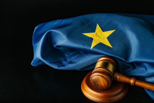 Gavel and european union flag