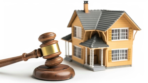 Gavel and Model House Foreclosure or Auction Concept