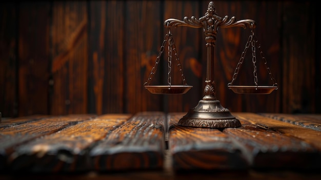 Gavels of justice and scales of justice on black table background Law concept