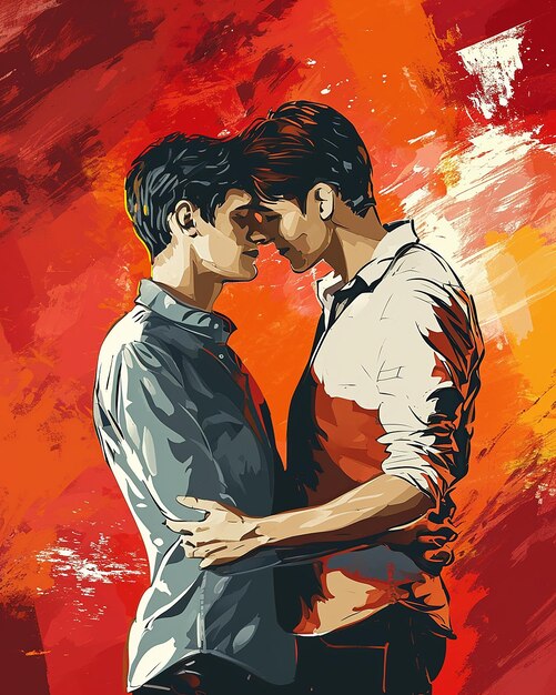 Gay couple love valentines background