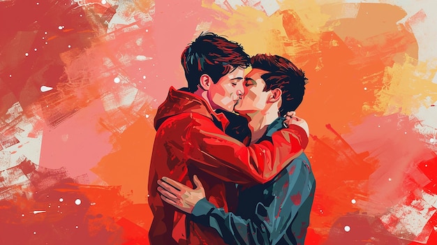 Gay couple love valentines background