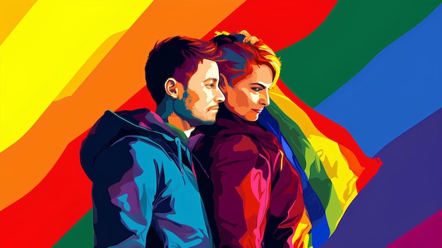 gay couple pride with copy space background