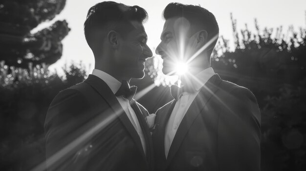 Photo gay couple wedding wedding photography of groom and groom