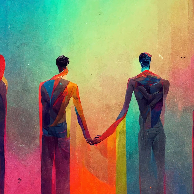 Gay pride beautiful animated illustration pride march