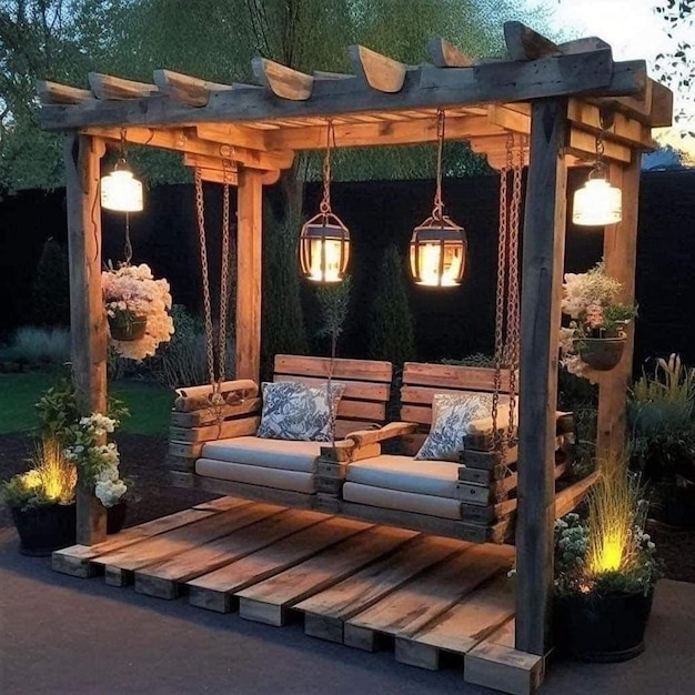 a gazebo with a wooden frame that says  wicker