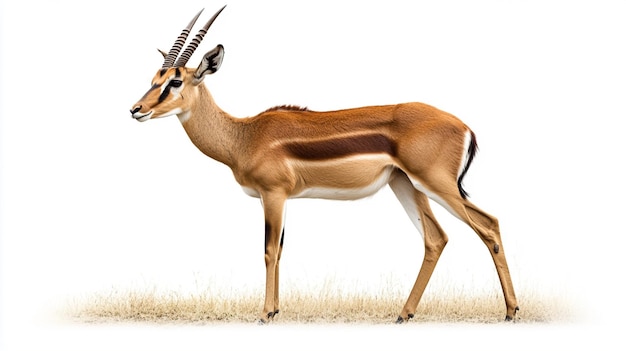 Photo a gazelle is standing in a field with a white background