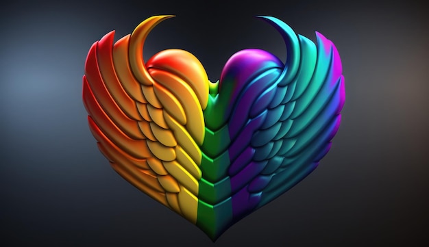 gbt pride rainbow flag heart wings background happy pride day