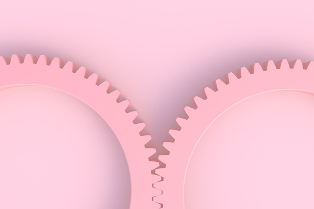 Gear abstract minimal pink background, 3d rendering