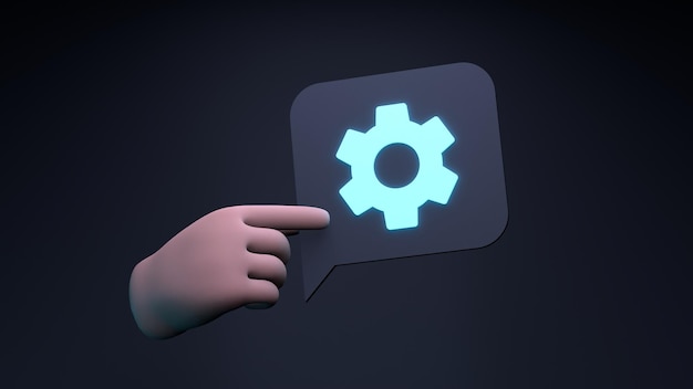 Gear icon 3d render illustration