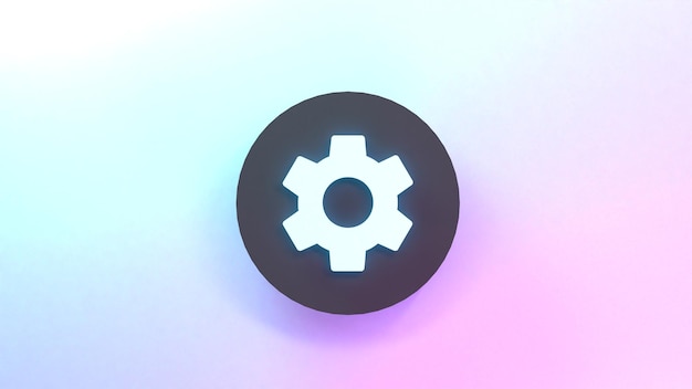 Gear icon 3d render illustration