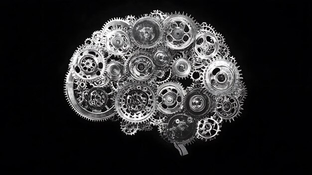 Photo gears forming a brain shape symbolizing complex human thought and processes