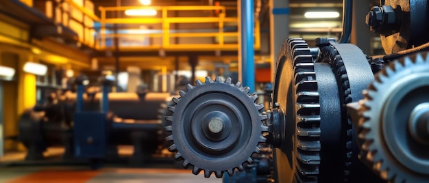 Photo gears with industrial steampowered engines running in the background