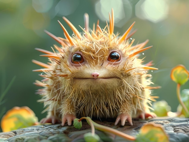 a gecko with a face that says  porcupine  on it