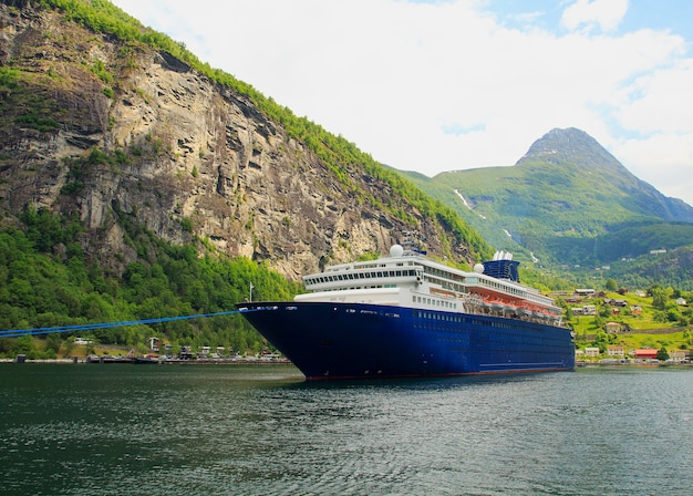 Geiranger Fjord, Ferry, Mountains, Beautiful Nature Norway panorama