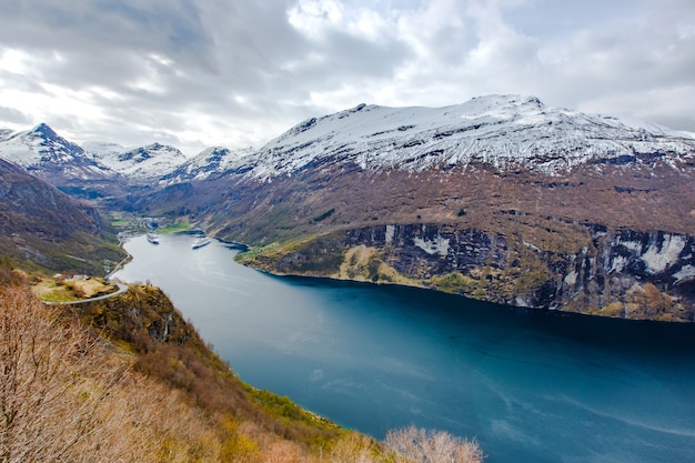 Geiranger fjord view from Ornesvingen view point