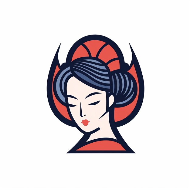 Photo geisha icon culture and tradition symbol art logo illustration