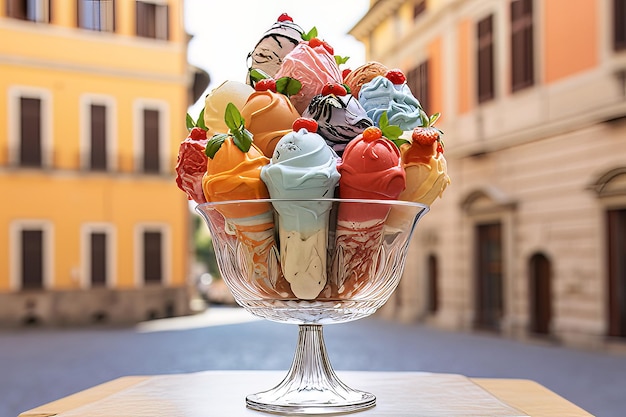 Gelato Elegance in an Italian Piazza