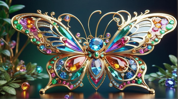 GemEncrusted Butterfly in Enchanted Forest