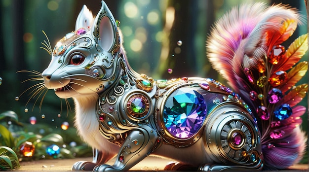 GemStudded Mechanical Squirrel in Forest