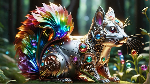 GemStudded Mechanical Squirrel in Forest