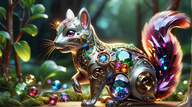 GemStudded Mechanical Squirrel in Forest