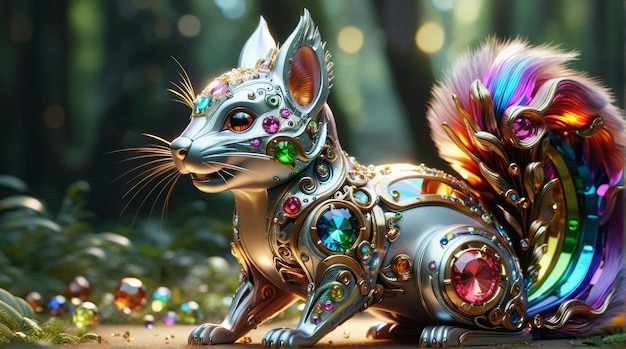 GemStudded Mechanical Squirrel in Forest