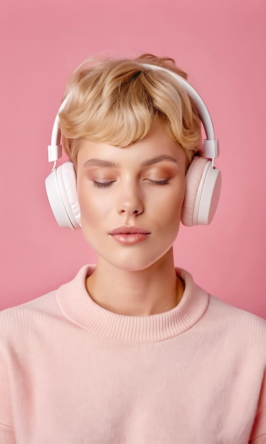 Gen model listen to music with headset