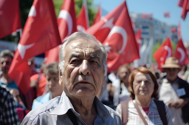 Genclik Bayrami May 19 Crowd holding Turkish flags