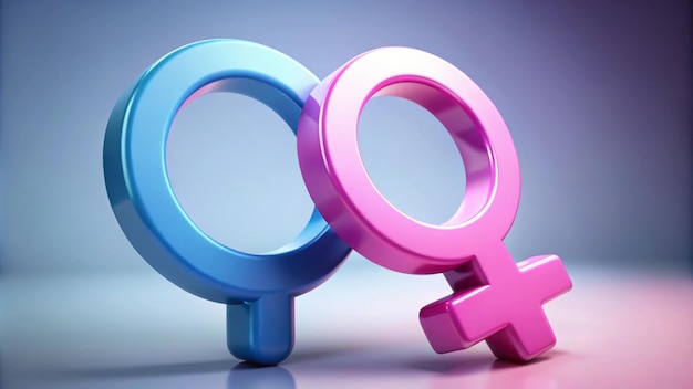 Photo gender symbols of man and woman 3d rendering