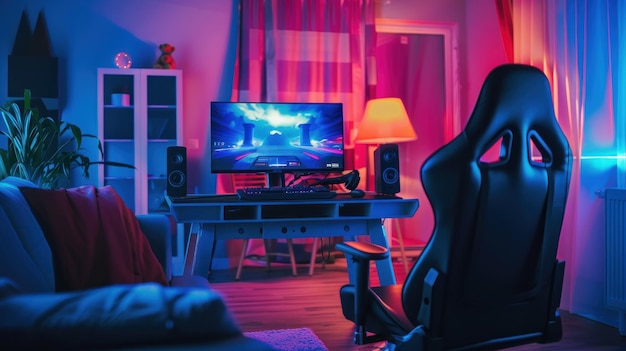 General view home workplace of gamer AI generated