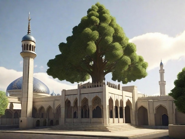 Generate a Britishstyled mosque tree at