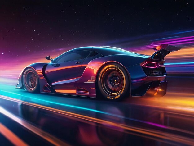 generate an image of racing car use cosmic and vibrant colors ui ux dynamic design sharp design