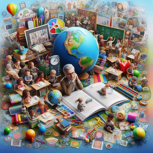 Generate a Photo of International Day of Education Hyper realistic Preschool Feature